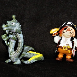 CHOICE: Treasure Island PVC Action Figures Kermit as Captain Smollett The Treasure Island Parrot and Pirate and a Rare Two Headed Hydra