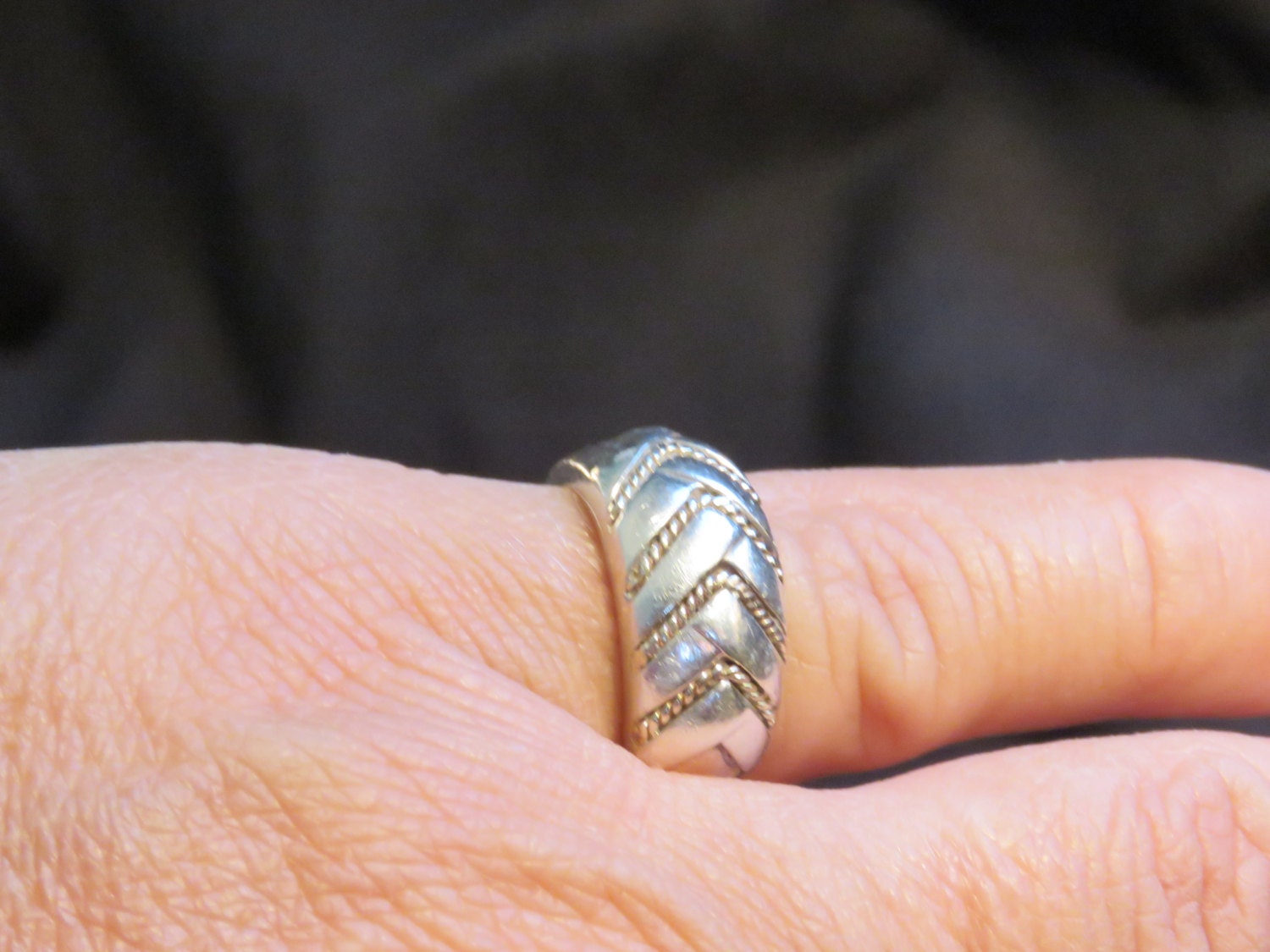 Silver and Gold Ring Marked 925 and 14k Vintage Jewelry Sterling Silver and 14K Gold Dome Ring