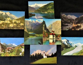 Postcards Lot of 9 Austria Postcards 1971 Includes Heiligenblut, Zell am See, Konigsee, Edelweiss, Zugspitze and the Grossglockner Glacier