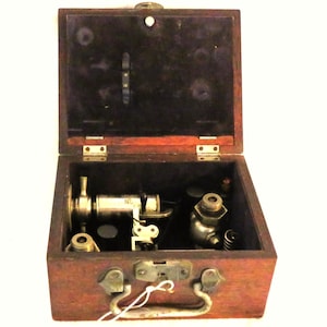 Antique Crosby Steam Engine Indicator In Wood Box with Key and Three Patent Dates: 1879 1880 and 1882 Number 2563 8&quot; x 6 1/4&quot; x 4 1/2&quot;