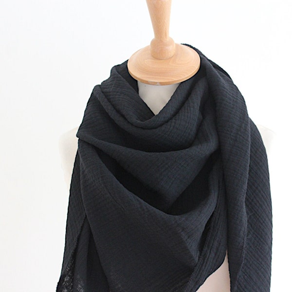 Triangular scarf black muslin cloth