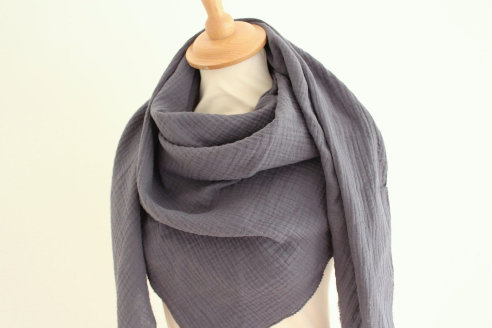 Dreieckstuch Damen Musselin blaugrau