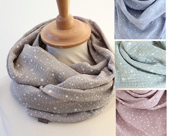Muslin loop scarf - grey beige with dots