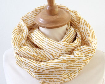 Muslin loop yellow patterned - loop scarf for women