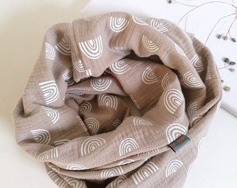 Muslin Loop Kids - Loop Scarf Beige Rainbow