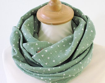 Muslin Loop Ladies - Loop Scarf for Spring and Summer - Green and Pink