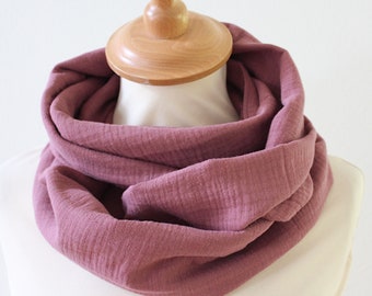 Musselin Loop Damen - Loopschal dunkel-altrosa beere