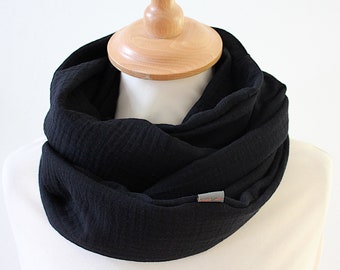 Muslin Loop black - Loop scarf muslin loop