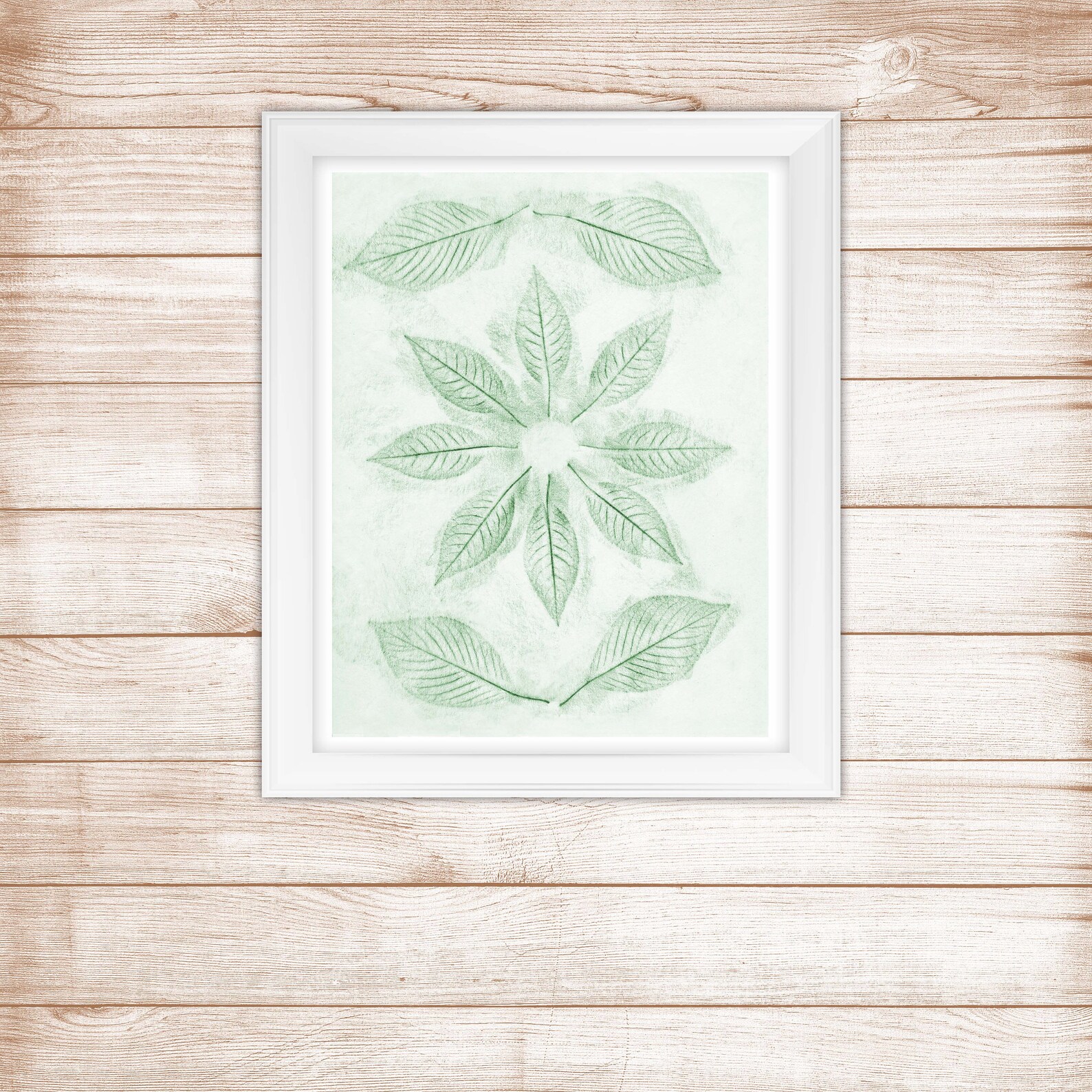 PRINTABLE Natural Leaf Rubbing Design, Customizable Color, Green Leaves