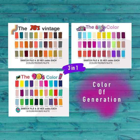 Color of Generations, the 90s, 80s, 70s Vintage, Color Palette