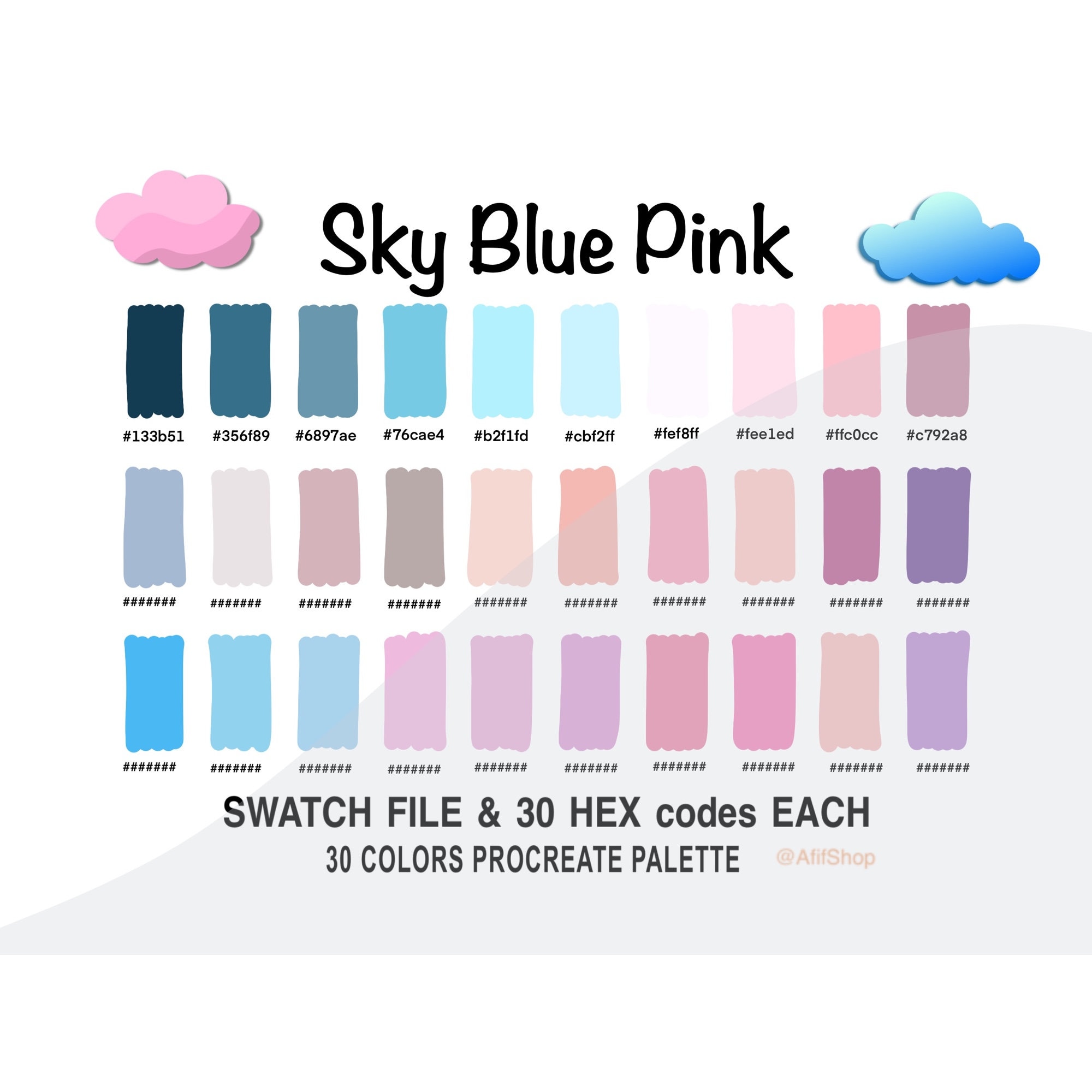 Sky Blue Pink Color Palette Sky Color Palette Ipad Procreate