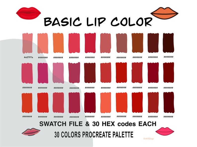 Basic Lip Color Palette HEX Codes Color Palette iPad Etsy