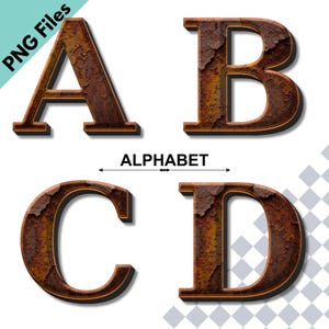 Rusty Metal Alphabet PNG Letters A-Z 0-9 Symbols | Industrial Steampunk Font Clipart | Alphabet Sublimation & Craft | PNG l Digital Download