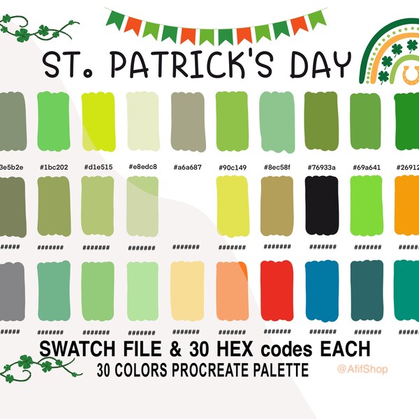 saint patricks day color palette with hex code