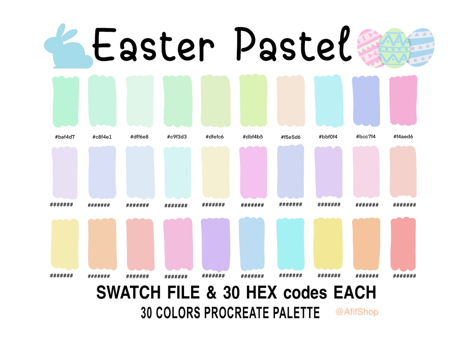 Easter Color Palette, 90 Colors, 3 Swatches, HEX Codes, Easter Egg Hunt