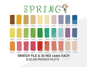 Spring Color Palette, Color Palette, Seasons, iPad, Procreate App, Swatches, Procreate Tools, HEX code, Instant Download, Digital Download