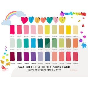 Rainbow Color Palette, Color Palette, Rainbow, iPad, Procreate App, Swatches, Procreate Tool, HEX code, Instant Download, Digital Download