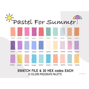 Pastell Sommer 60 Farben, Farbpalette, Hex-Codes, iPad, Procreate App, Farbmuster, Procreate Werkzeuge, Sofort Download, digitaler Download