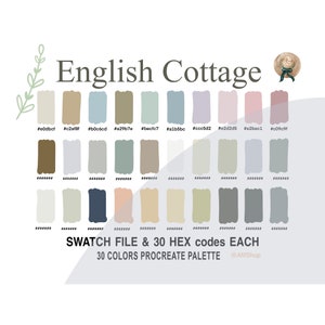 English Cottage, English Color Palette, English, iPad, Procreate App, Swatches, Procreate Tool, HEX code, Instant Download, Digital Download