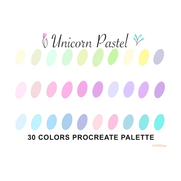 Unicorn Pastel Color Palette, Color Palette, iPad , Procreate App, Color Swatches, Procreate Tools, Instant Download, Digital Download