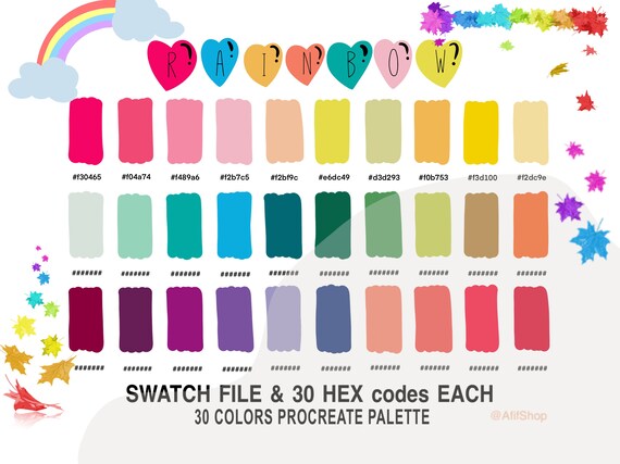 Rainbow Color Palette Color Palette Rainbow Ipad Procreate | Etsy