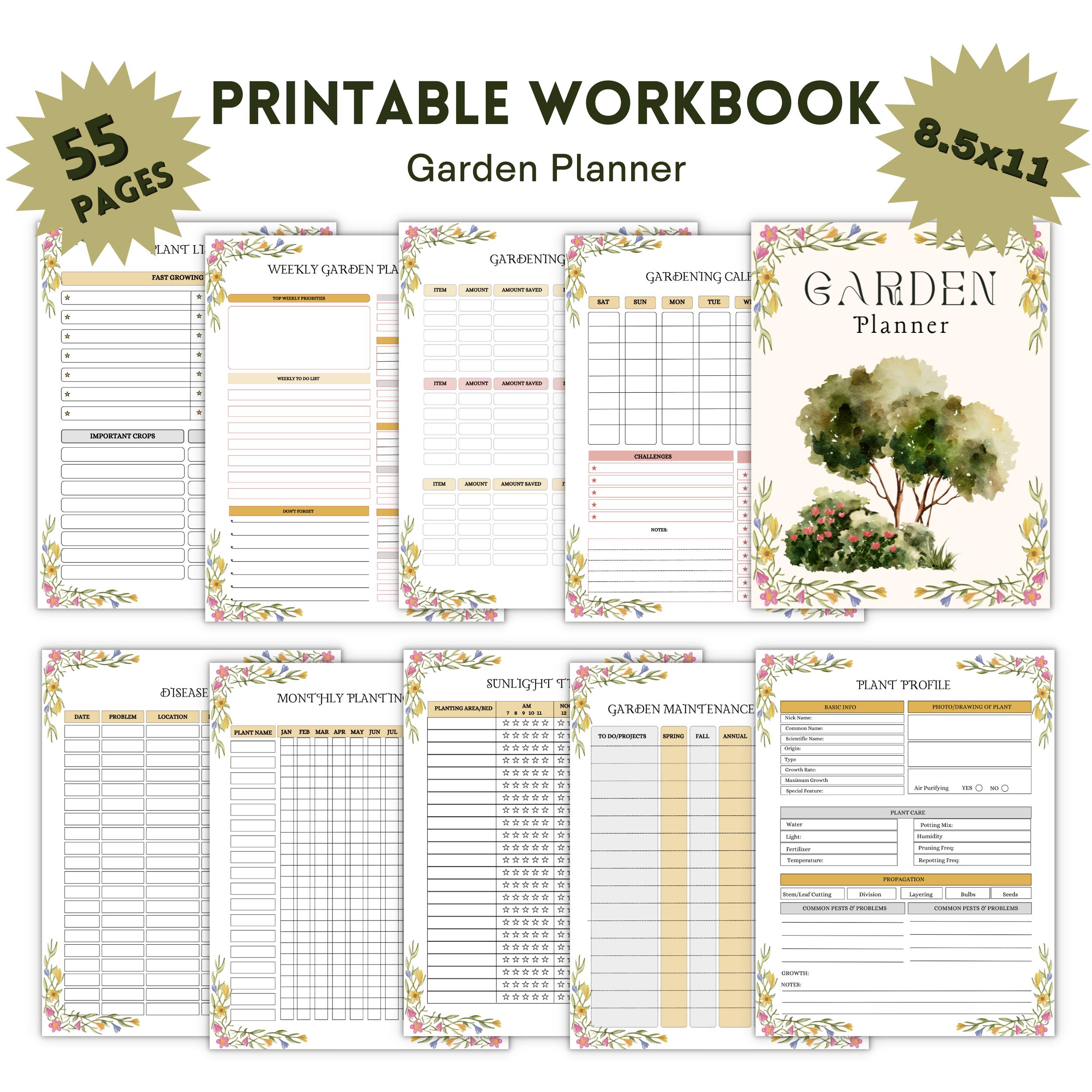 Printable Garden Planner | 55-page Gardening Journal &amp; Organizer ...
