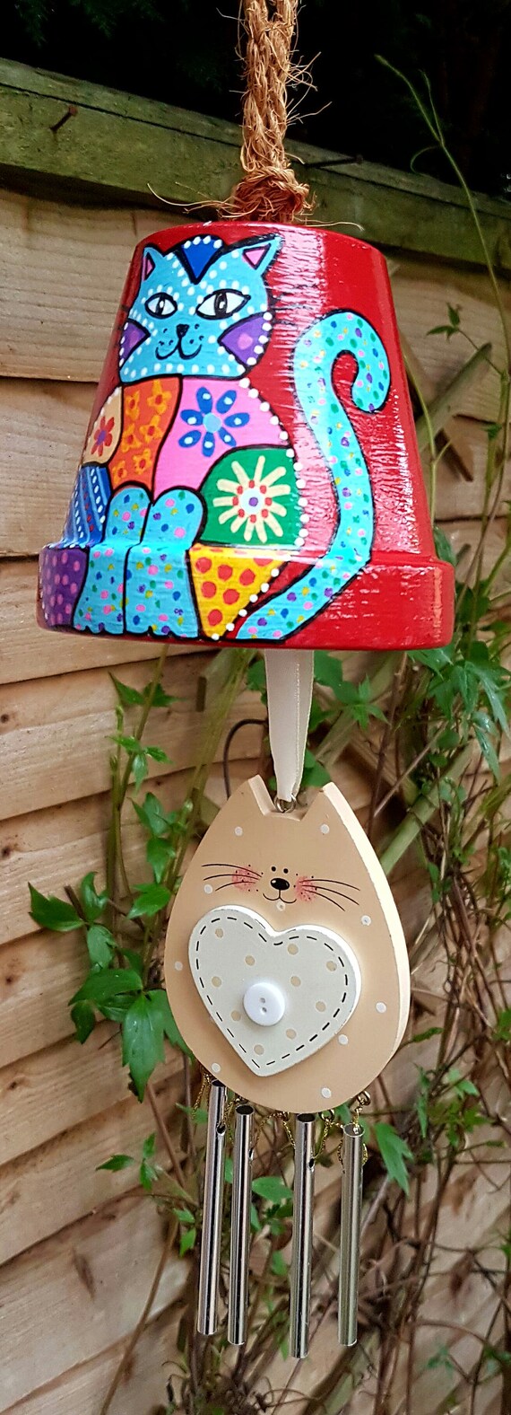 Lovely Handpainted Terracotta Wind Chimes Bird Feeders Etsy
