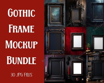 Gothic Frame Mockup Bundle | Wall Art Mockup Pack | Haunting and Romantic Print Mockups | Vertical Mockup | Digital Download Mockup Pack