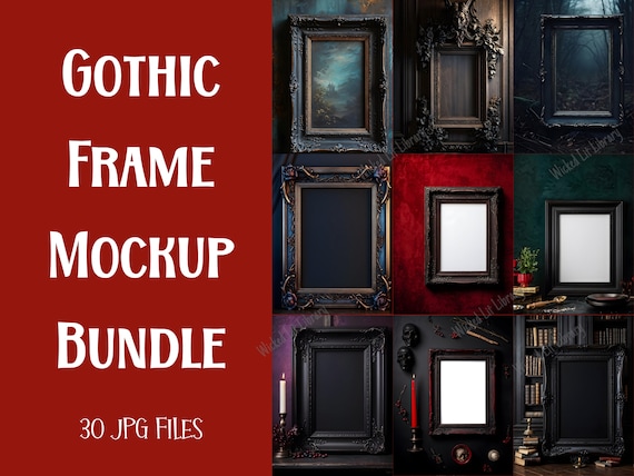 Gothic Frame Mockup Bundle | Wall Art Mockup Pack | Haunting and Romantic Print Mockups | Vertical Mockup | Digital Download Mockup Pack
