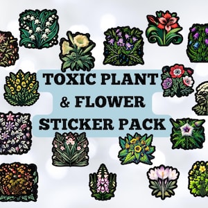 Poisonous Plant Digital Downloads, Deadly Flora Stickers in Vivid & Red Hues, Ideal for Cottagecore Gifts, DIY Projects, Plant Stickers