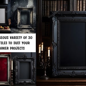 A gorgeous variety of 30 JPG Files to Suit Your Darker Projects. Gothic kitchen mockup. Haunted house mockup. Dark academia mockup.
