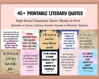 Literary Quote Classroom Posters: 45 Vintage Style Prints (Digital Download)