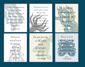 H.P. Lovecraft Digital Download - Call of Cthulhu, Lovecraftian Horror, Eldritch Wall Art for DND Fans - 10 Pack Bundle