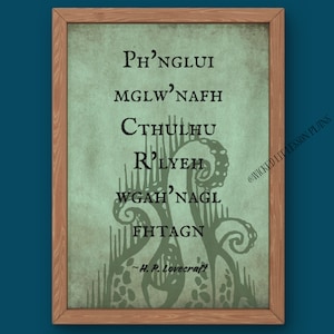 Call of Cthulhu Chant by H. P. Lovecraft, Cosmic Horror Digital Download | Lovecraftian Print for DnD Fans