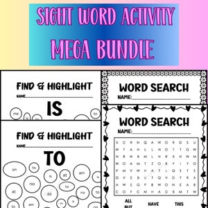 Sight Word Activity Busy Pack/bundle Word Search & Fun Vocabulary ...