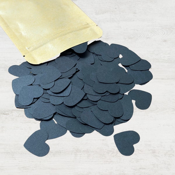 Exquisite Black Paper Hearts for Crafting and Decor | Wedding Table Confetti | Scrapbook and Junk Journal Supplies