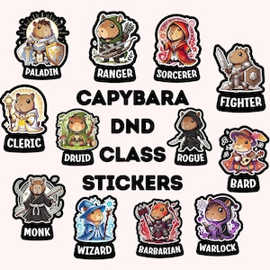 Capybara Dungeons and Dragons Class Stickers | DND Bard | DND Journal | Capybara Stickers | RPG Stickers | D&D Sticker | Gaming Sticker