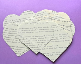 Large 4 Inch Die Cut Hearts | Book Page Hearts | Crafting and Collage Accessories | Wedding and Party Decor | Book Lover | Literary Decor