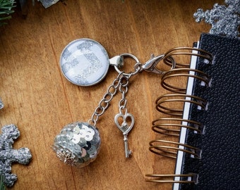 Silver and White Key Charm Planner Journal Charm