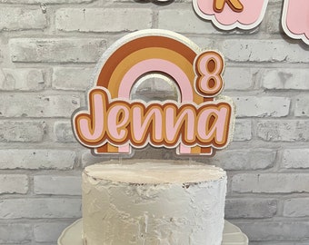 Rainbow Cake Topper Personalized for Birthday | Personalized Cake Topper | Birthday Rainbow Cake Topper | Rainbow Cake Topper Personalized