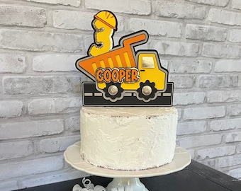 Construction Birthday Party Cake Topper|Personalized Construction Cake Topper|Construction Theme Birthday|Dump Truck Cake Topper|Cake Topper