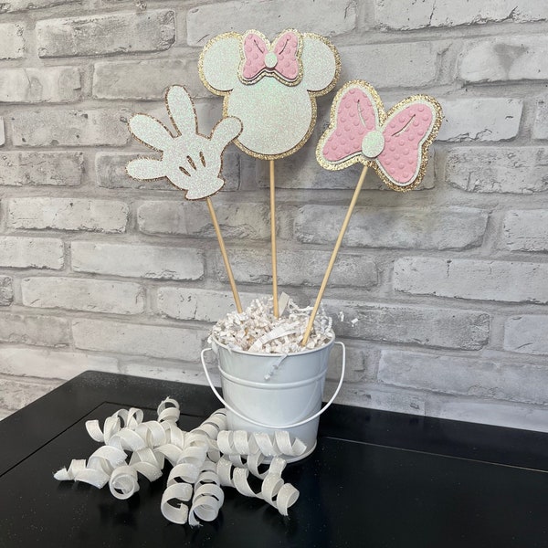 Minnie Centerpiece in pink|Minnie Birthday Centerpiece|Minnie Birthday Decorations|Mouse Birthday decor|Minnie Cake Topper|Minnie Party