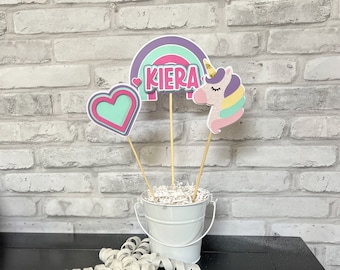 Unicorn Rainbow Centerpiece|Personalized Unicorn Birthday Centerpiece|Rainbow Birthday Centerpiece|Custom Unicorn Centerpiece