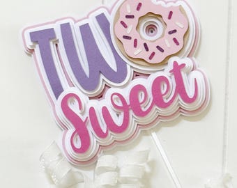 Two Sweet Donut Cake Topper|Donut Birthday Cake Topper|Donut Birthday Party|Sweets Birthday|Two Sweet Birthday|2nd Birthday Cake