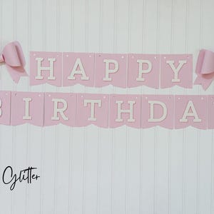 Pink Bow Birthday Banner|Happy Birthday Bow Banner|Bow 1st Birthday Banner|Bow Birthday Banner|Coquette Bow Birthday image 5