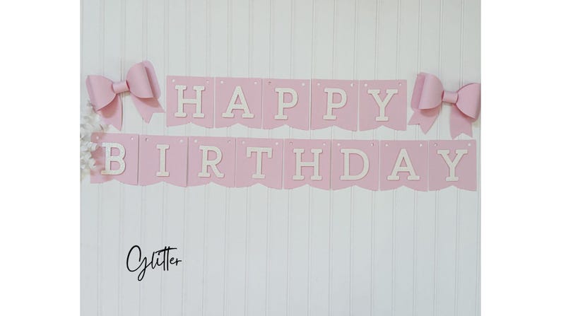 Pink Bow Birthday Banner|Happy Birthday Bow Banner|Bow 1st Birthday Banner|Bow Birthday Banner|Coquette Bow Birthday image 5