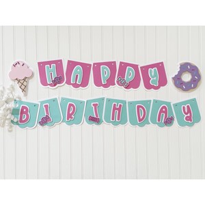 Two Sweet Happy Birthday Banner|Ice Cream Birthday Banner|Sweet One Donut Banner|Donut Birthday Banner|Cupcake Birthday|Two Sweet Birthday