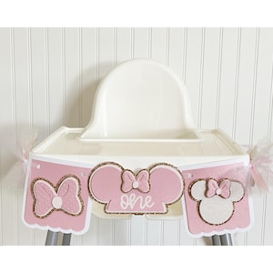 Minnie High Chair Banner|Minnie Banner|1st Birthday Banner|Personalized Birthday Decor|Minnie Party, Kids Birthday Party|High Chair Decor