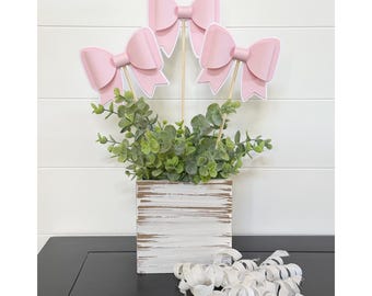 Pink Bow Centerpiece|Bow Centerpiece|Bow 1st Birthday Decor|Bow Birthday|Coquette Bow Centerpiece
