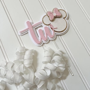 Minnie Pink Cake Topper|Two Cake Topper| Minnie Smash Cake|2nd Birthday Party|Minnie Two Birthday Cake|Minnie Birthday Decorations